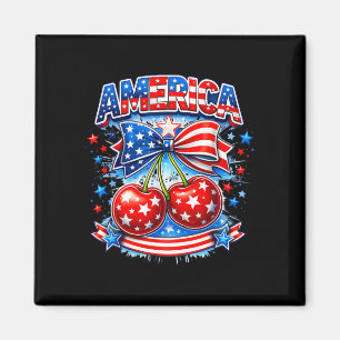 America cherry bow stars stripes usa july 4th magnet