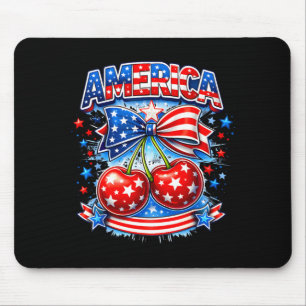 America cherry bow stars stripes usa july 4th mouse pad