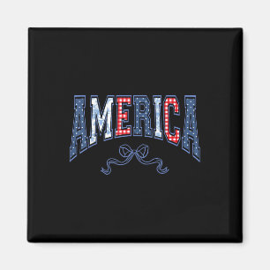 America Coquette Bow 4th Of July Usa American Girl Magnet