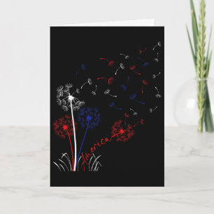 America Costume Red Blue White Cute Dandelions 4th Card