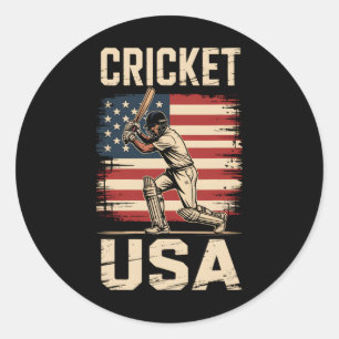 America Cricket American Usa Player Men Women  Classic Round Sticker