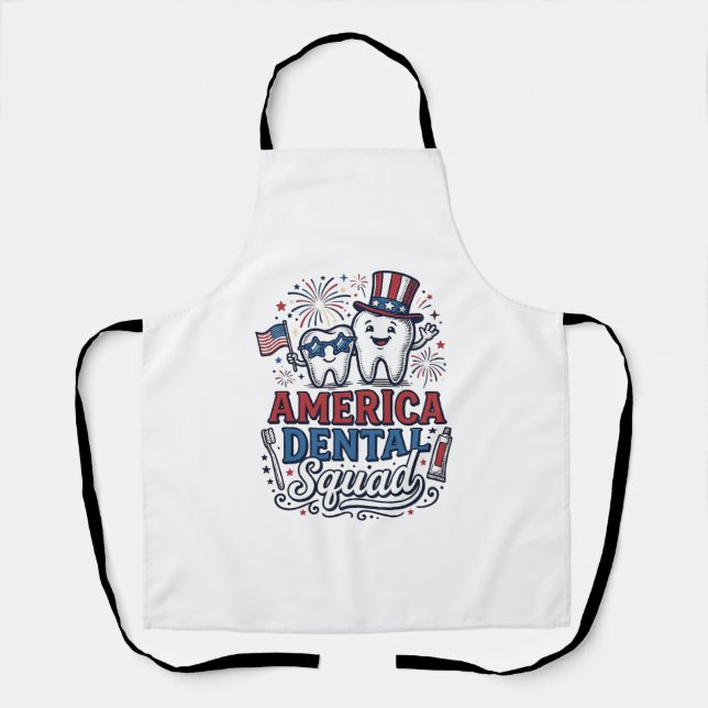 America Dental Squad Patriotic Tooth Vector Design Apron (Front)