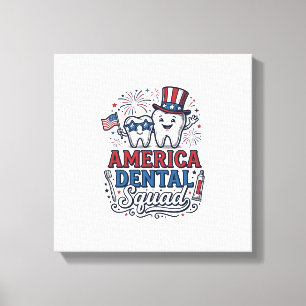 America Dental Squad Patriotic Tooth Vector Design Canvas Print