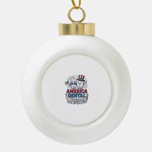 America Dental Squad Patriotic Tooth Vector Design Ceramic Ball Christmas Ornament