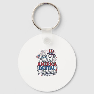 America Dental Squad Patriotic Tooth Vector Design Key Ring