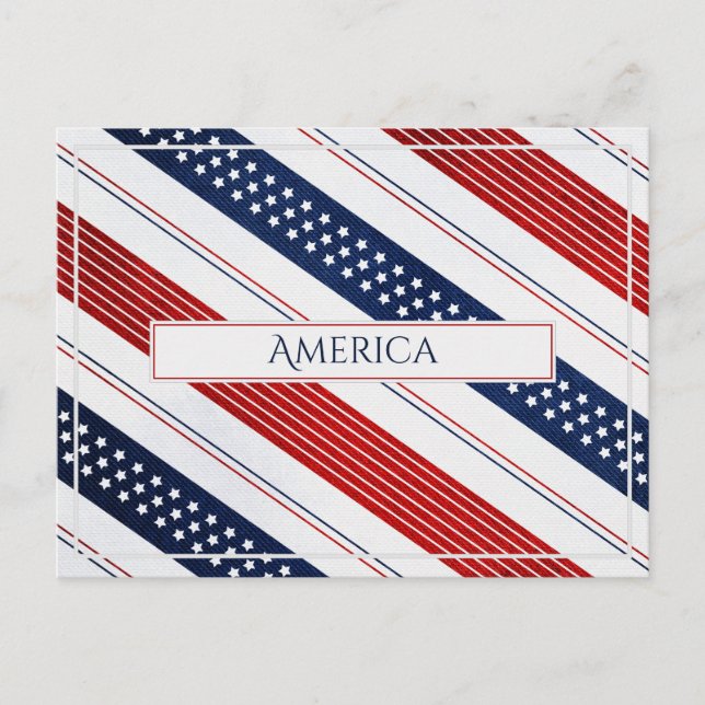 America | Diagonal Stars and Stripes Postcard (Front)