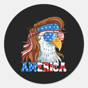 America Eagle 4th Of July Mullet American Flag Usa Classic Round Sticker
