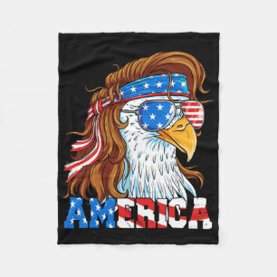 America Eagle 4th Of July Mullet American Flag Usa Fleece Blanket