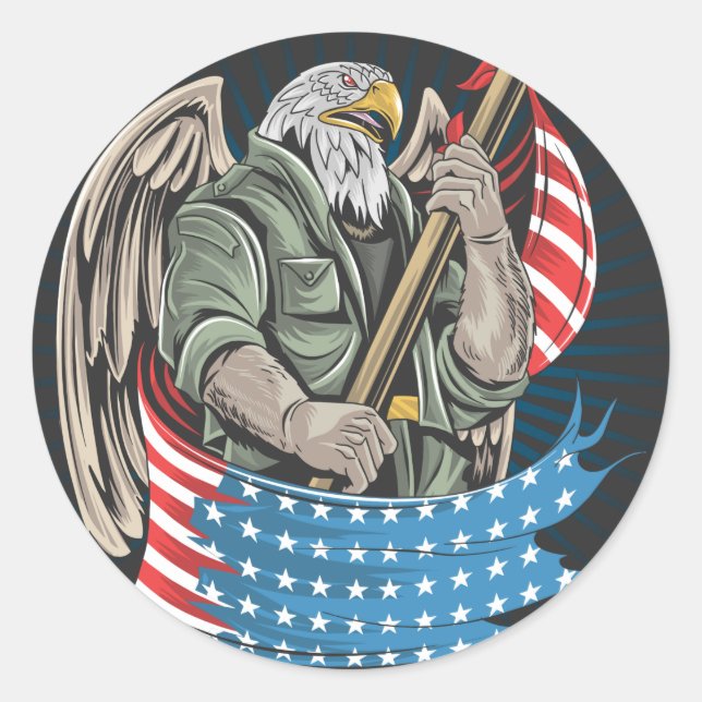 America Eagle  Classic Round Sticker (Front)
