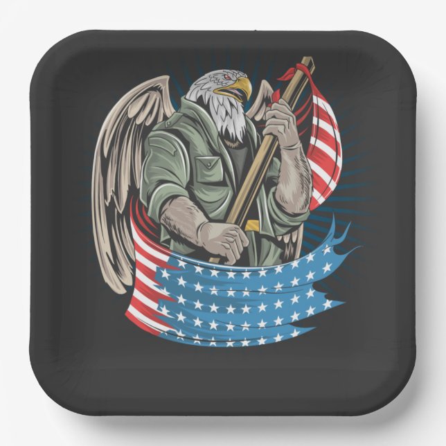 America Eagle  Paper Plate (Front)