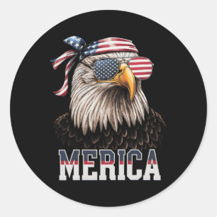 America Eagle Usa Flag 4th Of July Merica Gift  Classic Round Sticker