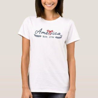 America Est 1776 Script Bow Country T-Shirt