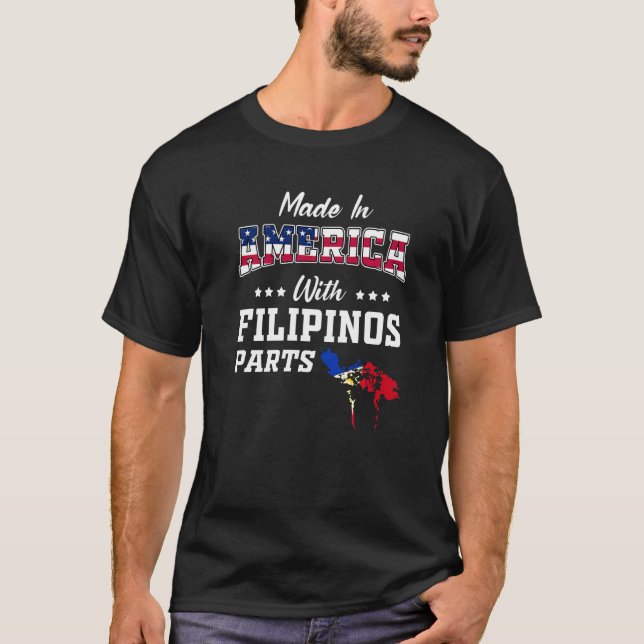 America Filipino Parts Philippine Map USA Flag Roo T-Shirt (Front)
