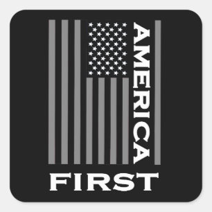 America First American Flag Love the USA Trump Square Sticker