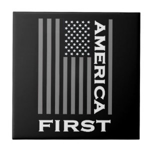America First American Flag Love the USA Trump Tile