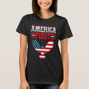 America First American Flag Patriotic US Flag 4th  T-Shirt