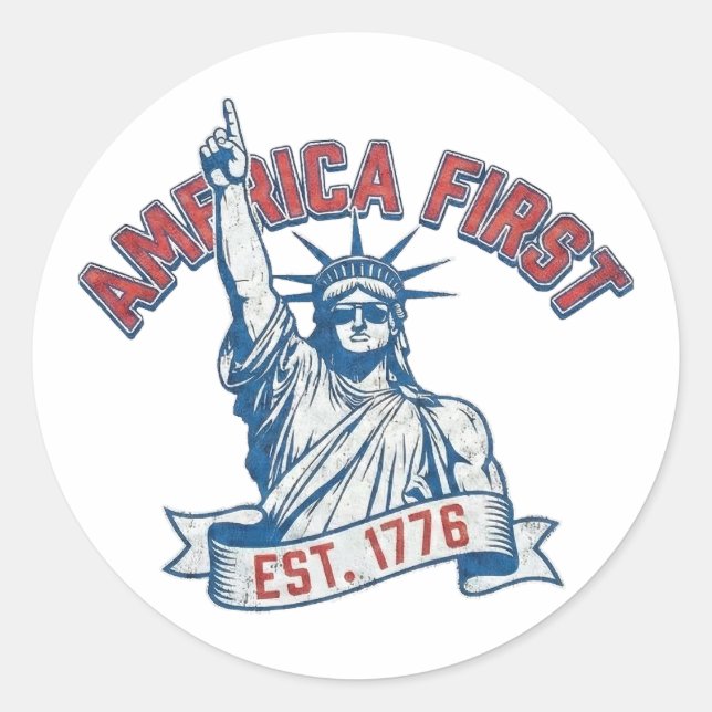 AMERICA FIRST - Est. 1776 Classic Round Sticker (Front)