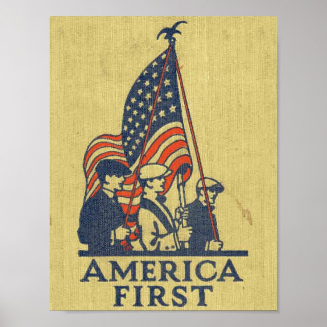 America First Patriots American Flag Vintage USA Poster (Front)