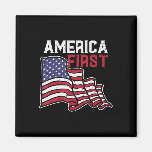 America First US Flag Memorial Day 4th Of July Men Magnet