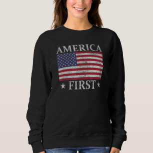 America First Usa American Flag Patriot Stars And  Sweatshirt