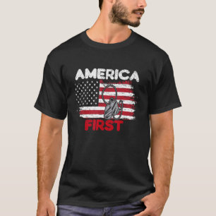 America first USA American patriot flag Memorial D T-Shirt