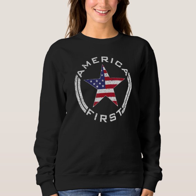 America First Usa Flag American Star Roundel Patri Sweatshirt (Front)