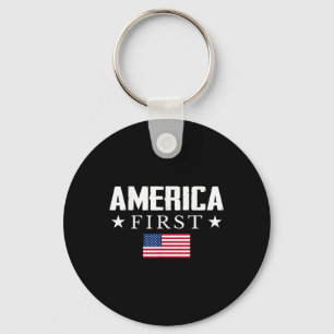 America First Usa Flag  Key Ring