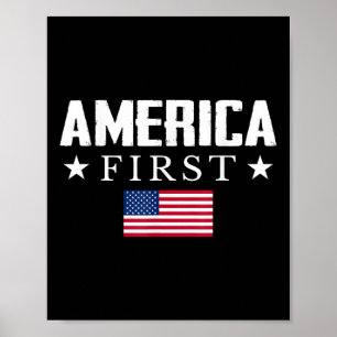 America First Usa Flag Poster