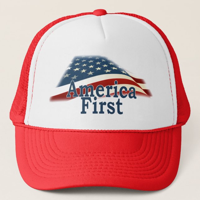 America First USA Flag Trucker Hat (Front)
