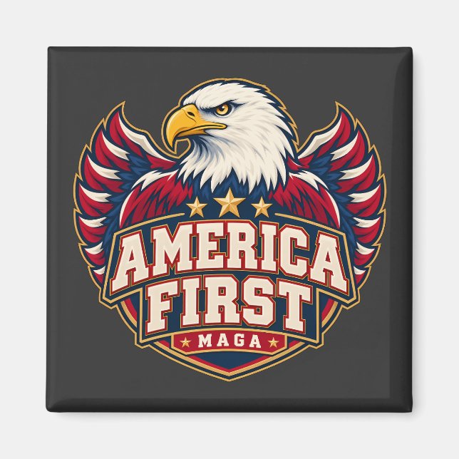 America First Varsity Eagle Square Magnet (Front)