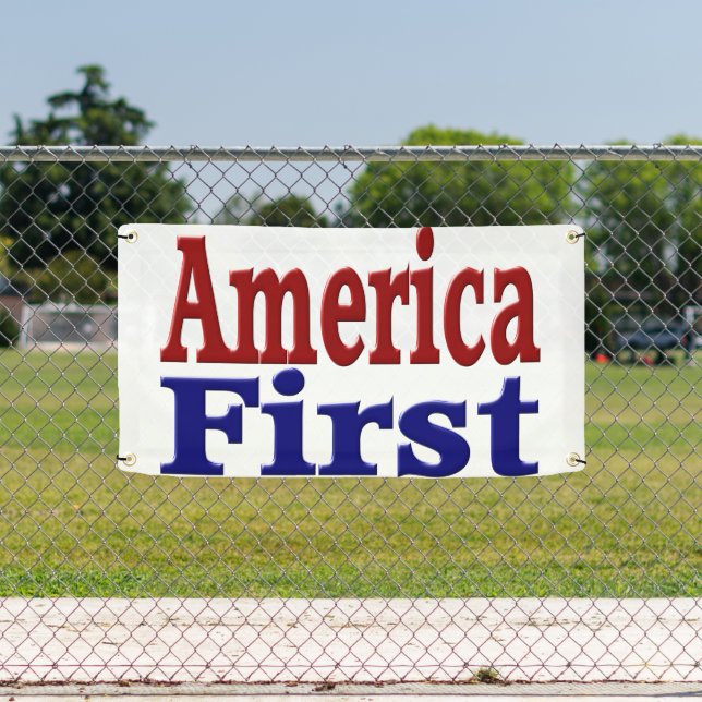 America First with red and blue text Banner (Insitu)