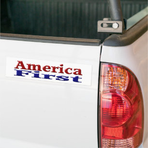 America First with red and blue text Bumper Sticker
