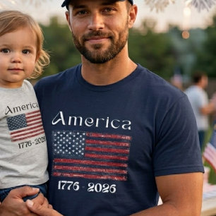 America Flag 1776 to 2026 USA 250 Birthday July 4  T-Shirt