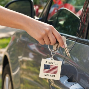 America Flag 1776 to 2026 USA 250th Anniversary  Key Ring