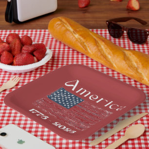 America Flag 1776 to 2026 USA 250th Anniversary  Paper Plate