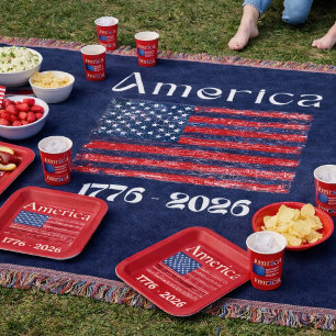 America Flag 1776 to 2026 USA 250th Anniversary Throw Blanket