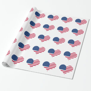 America flag American USA heart Wrapping Paper