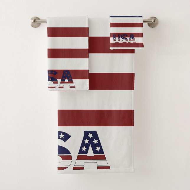  America Flag American USA  Pattern Bath Towel Set (Insitu)