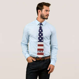 America Flag American USA Pattern Tie