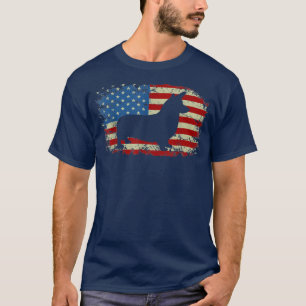 America Flag Best Corgi Dad Ever Fathers Day Dog L T-Shirt