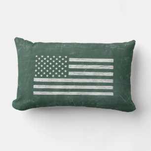 America Flag Chalkboard Art (Drawing No. 1) Lumbar Cushion