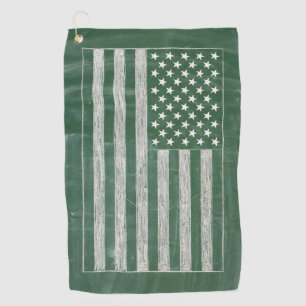 America Flag Chalkboard Art (Drawing No. 2) Golf Towel