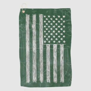 America Flag Chalkboard Art (Drawing No. 3) Golf Towel