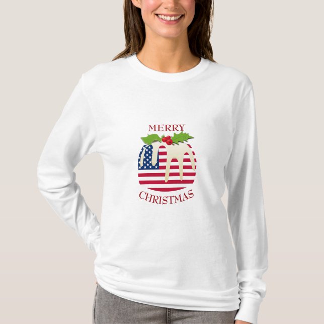 AMERICA FLAG Christmas Pudding T-Shirt (Front)