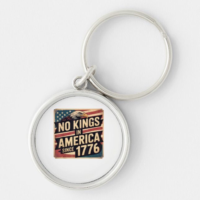 America Flag  Decor No Kings In America Since 1776 Key Ring (Front)