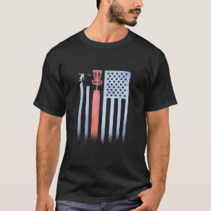 America Flag Disc Golf I Player Frisbees frolf USA T-Shirt