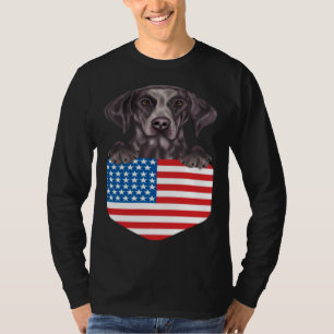 America Flag German Shorthaired Pointer Dog In Poc T-Shirt
