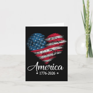 America Flag Heart 1776 2026 4th of July 250th Card