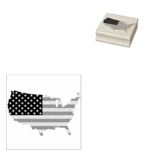 America & Flag Ink Stamp