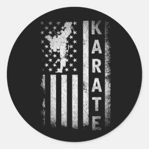 America Flag Japan Martial Arts Ninja Gift Karate Classic Round Sticker